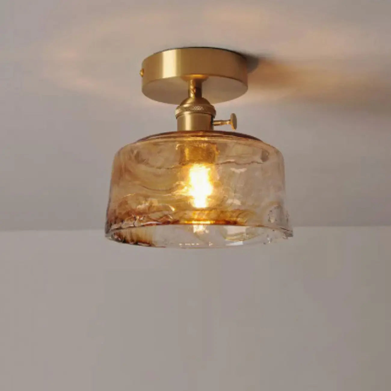 Plafonnier LED semi-encastré géométrique ambré pour maison moderne