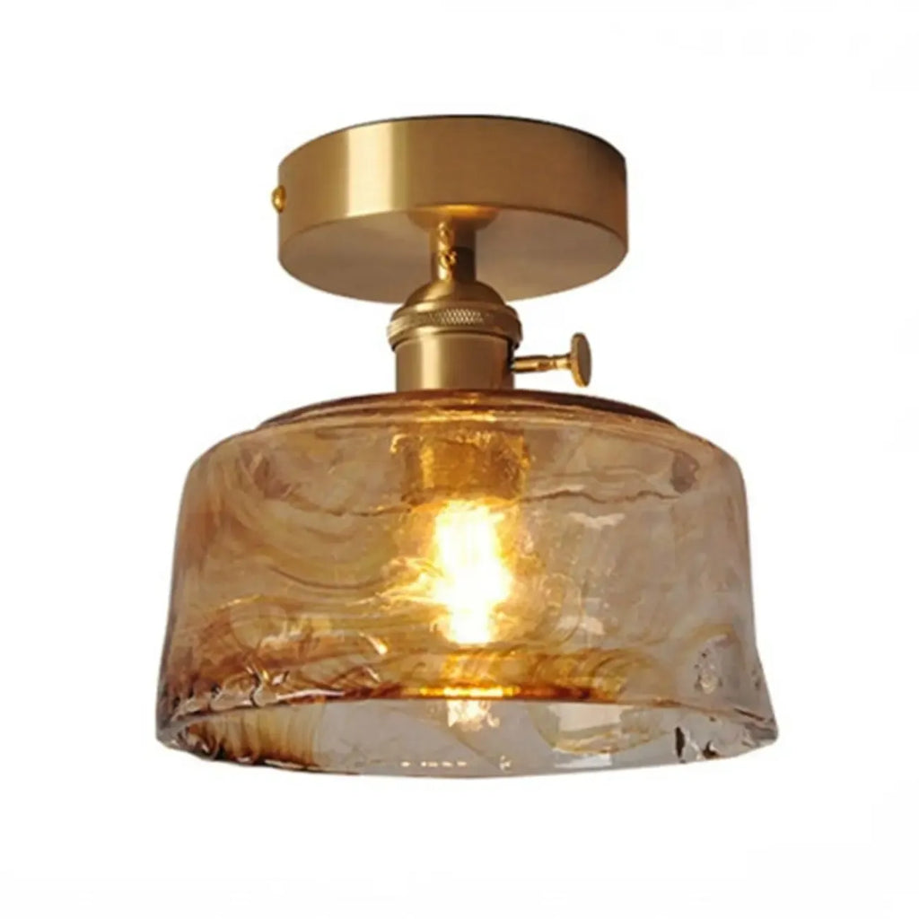 Plafonnier LED semi-encastré géométrique ambré pour maison moderne