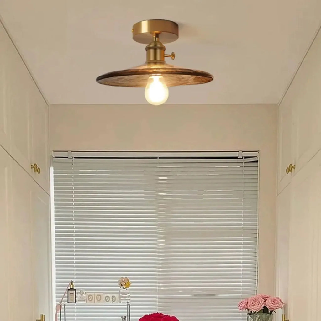 Plafonnier LED semi-encastré géométrique ambré pour maison moderne