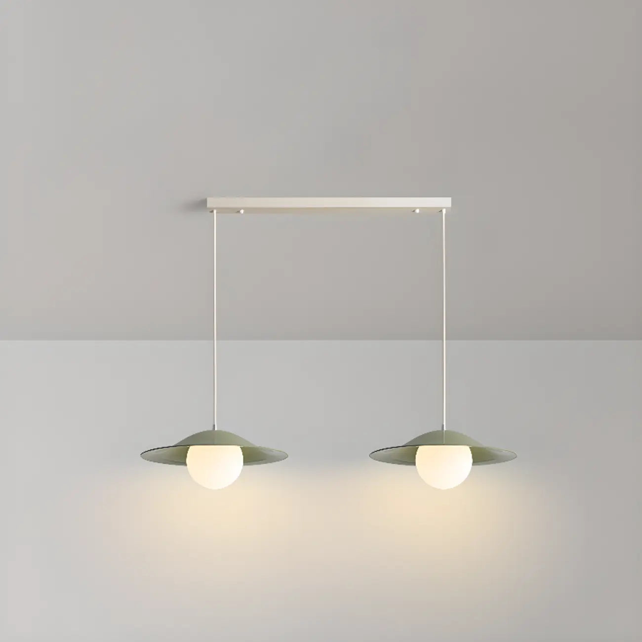 Suspension linéaire en verre blanc nordique pour salle à manger