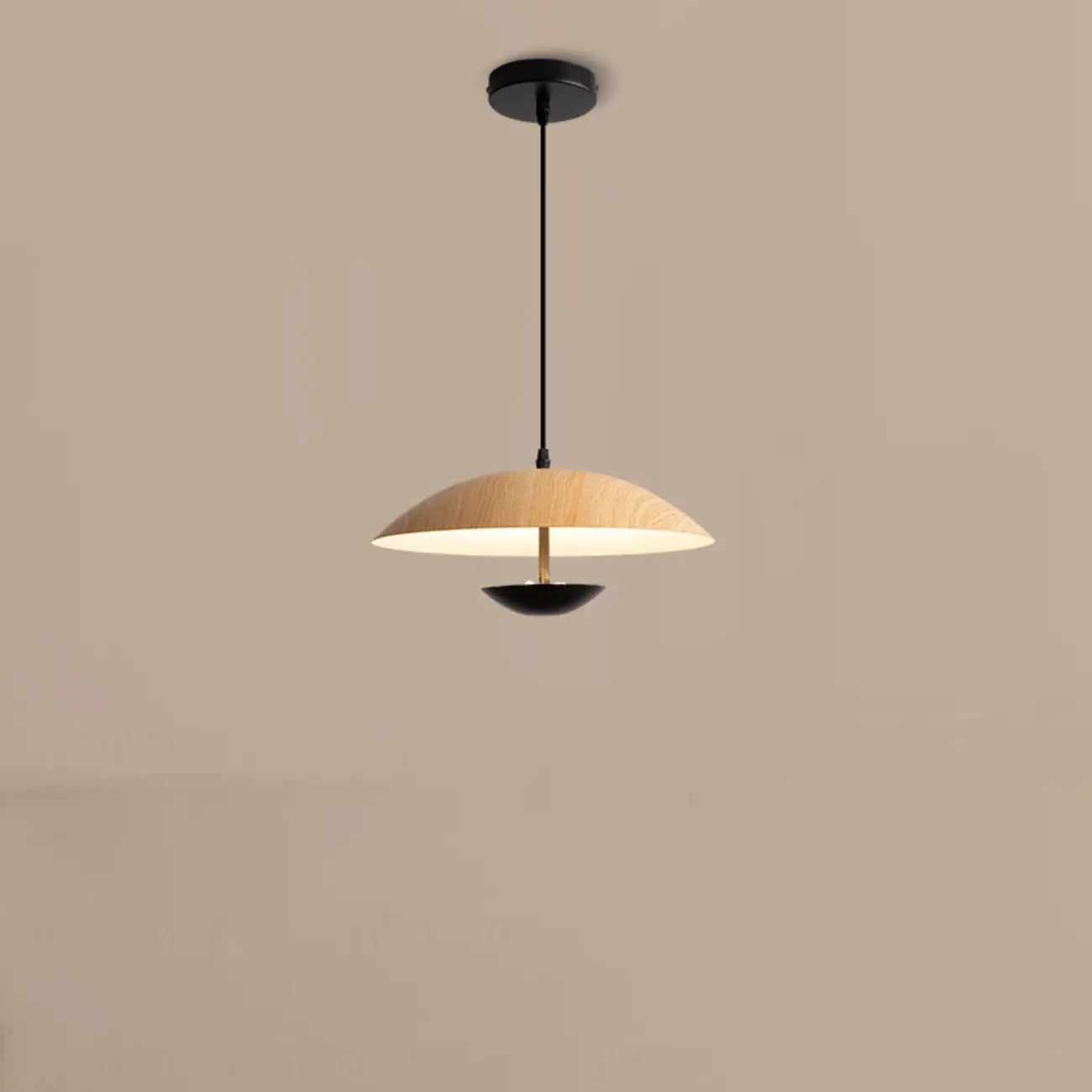 Suspension design en bois massif en forme de dôme pour salle à manger