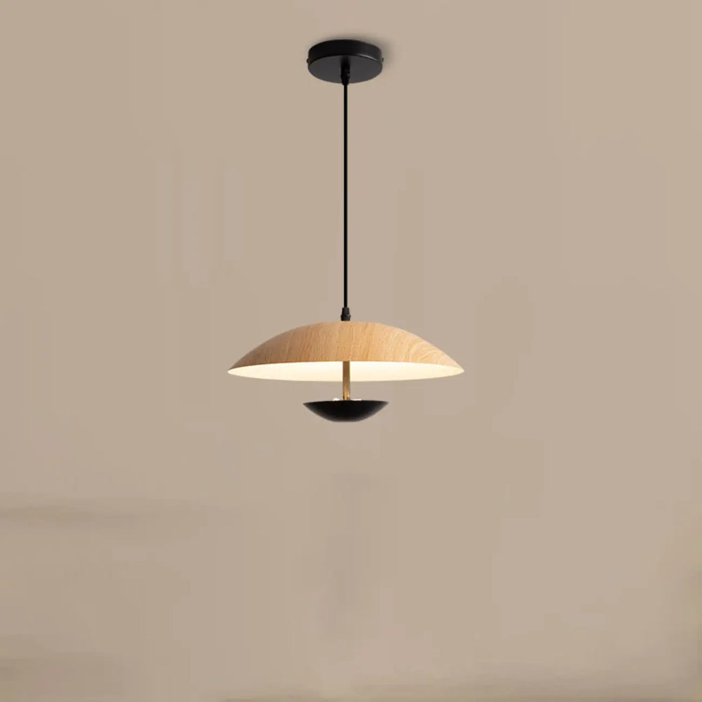 Suspension design en bois massif en forme de dôme pour salle à manger