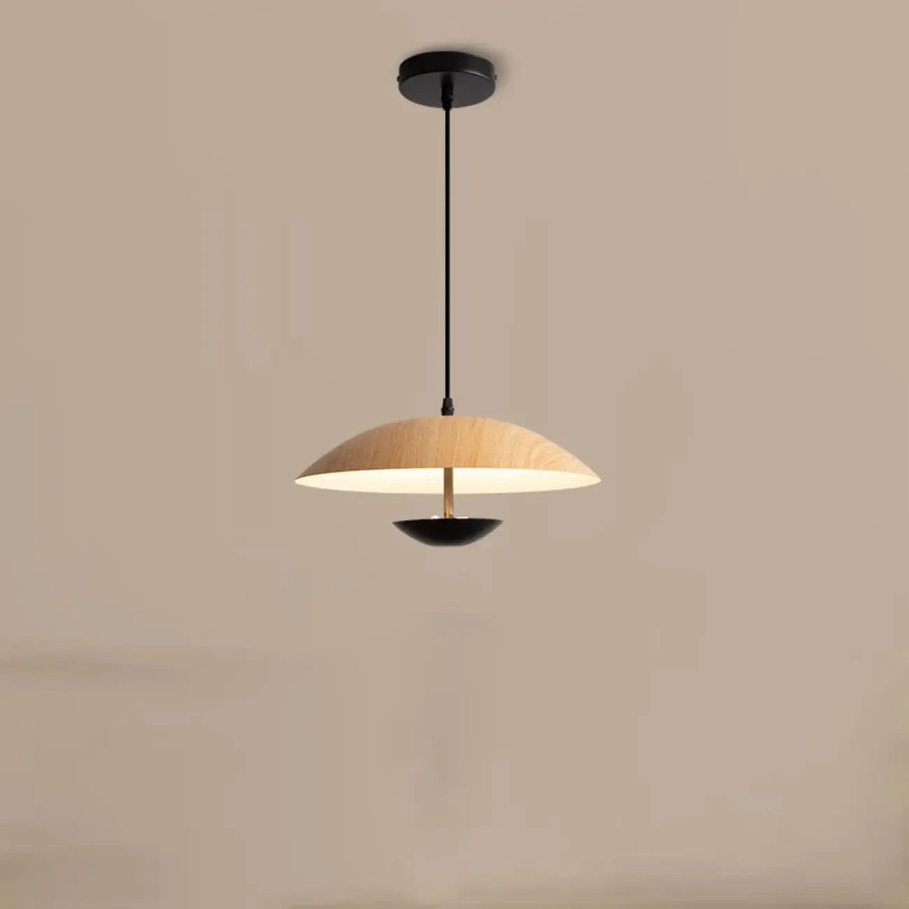 Suspension design en bois massif en forme de dôme pour salle à manger