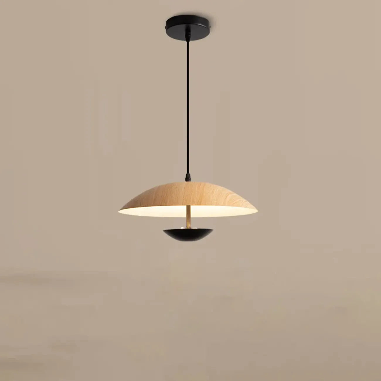 Suspension design en bois massif en forme de dôme pour salle à manger