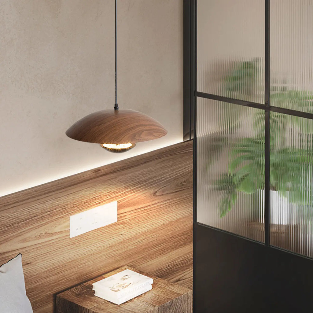 Suspension design en bois massif en forme de dôme pour salle à manger