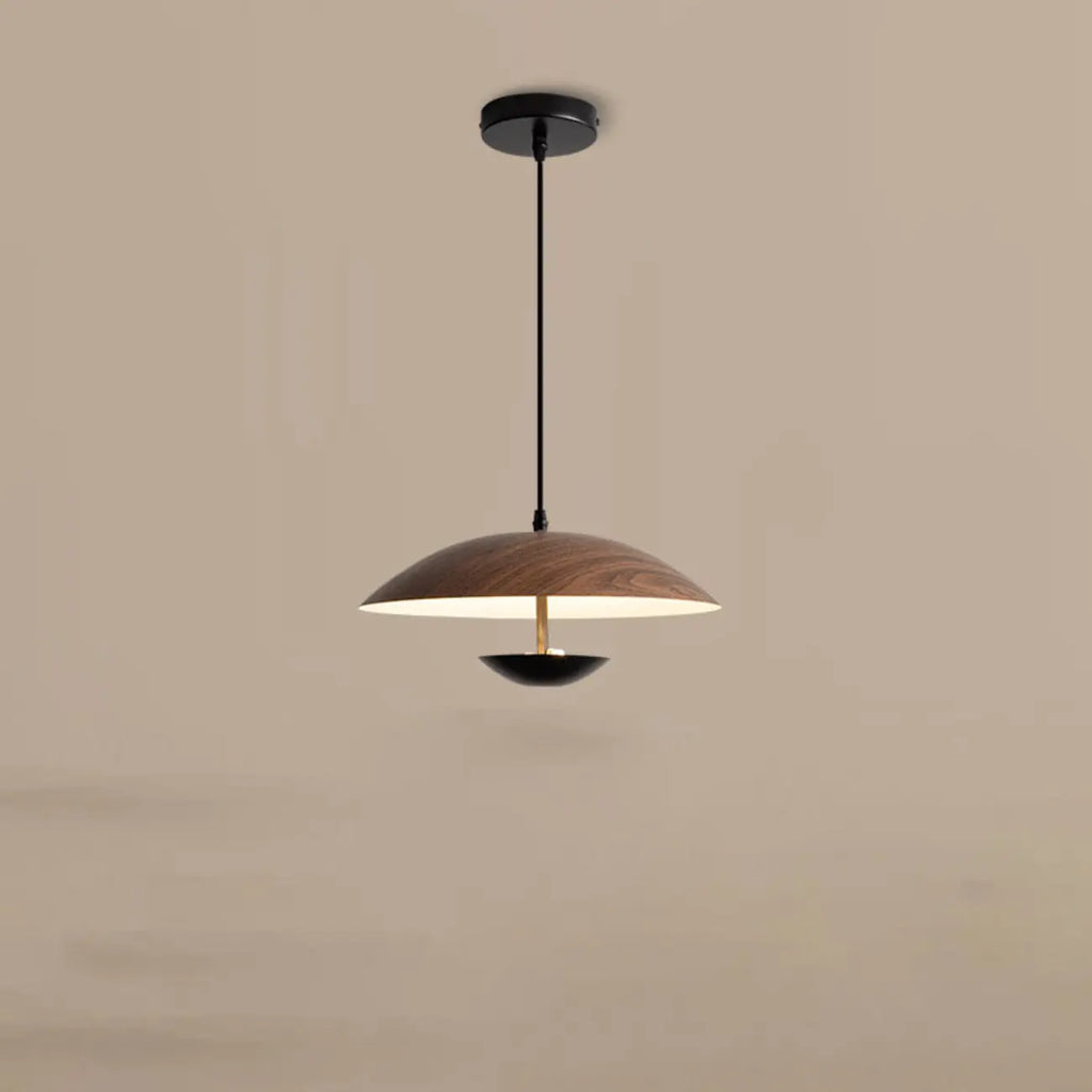 Suspension design en bois massif en forme de dôme pour salle à manger
