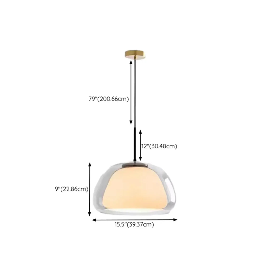 Suspension élégante en verre opalin LED au design raffiné