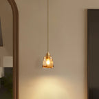 Suspension moderne en verre ambré à effet ondulé pour salle à manger
