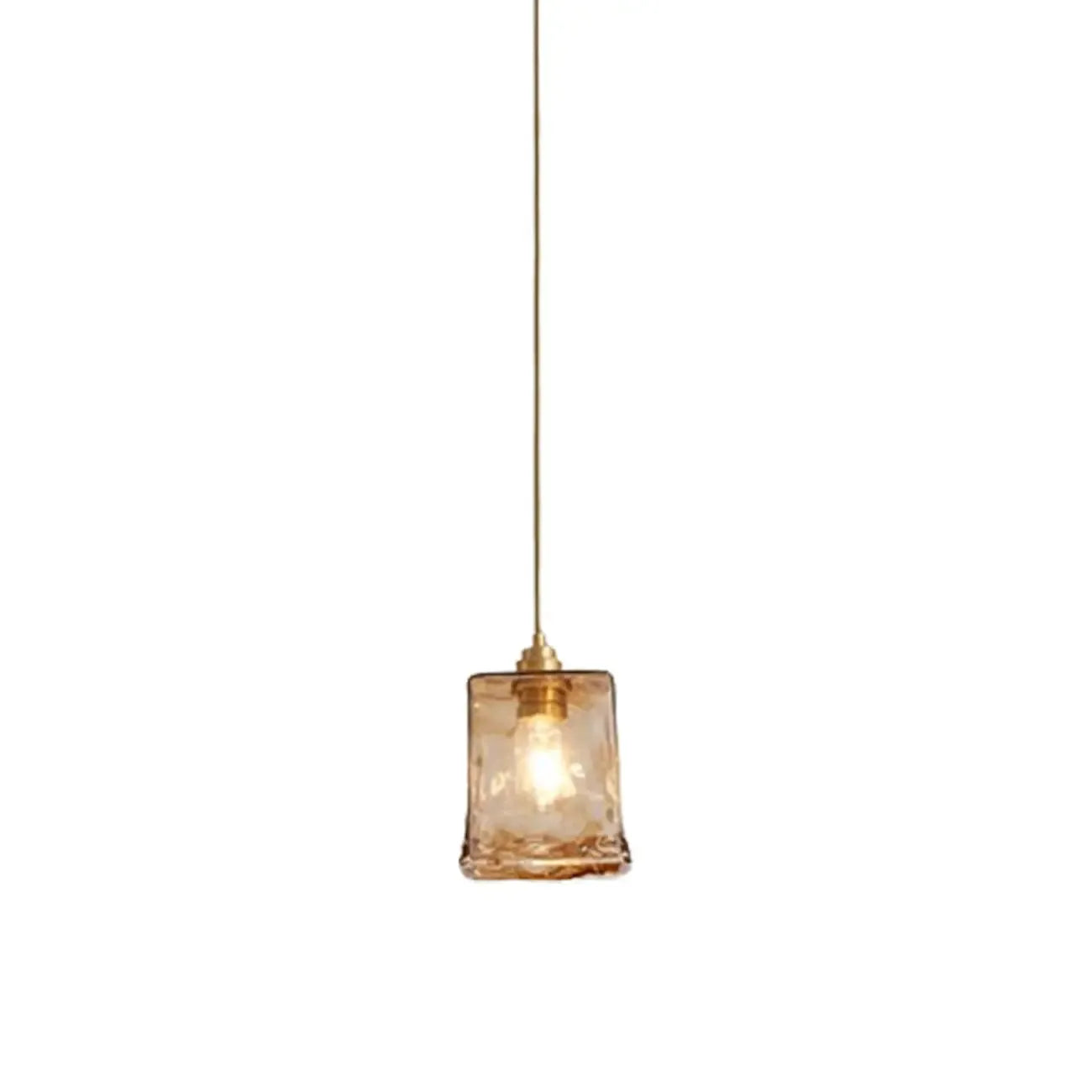 Suspension moderne en verre ambré à effet ondulé pour salle à manger