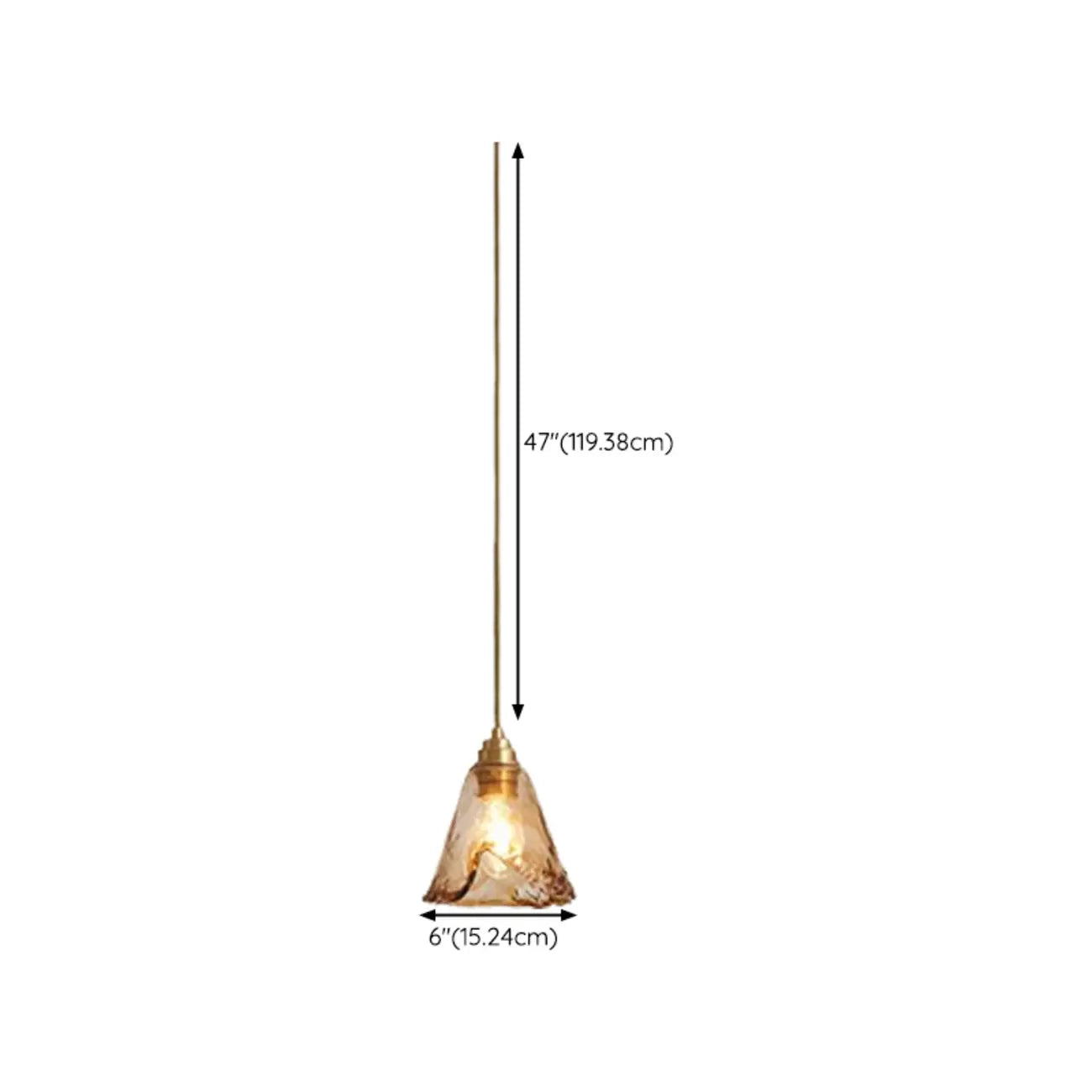 Suspension moderne en verre ambré à effet ondulé pour salle à manger