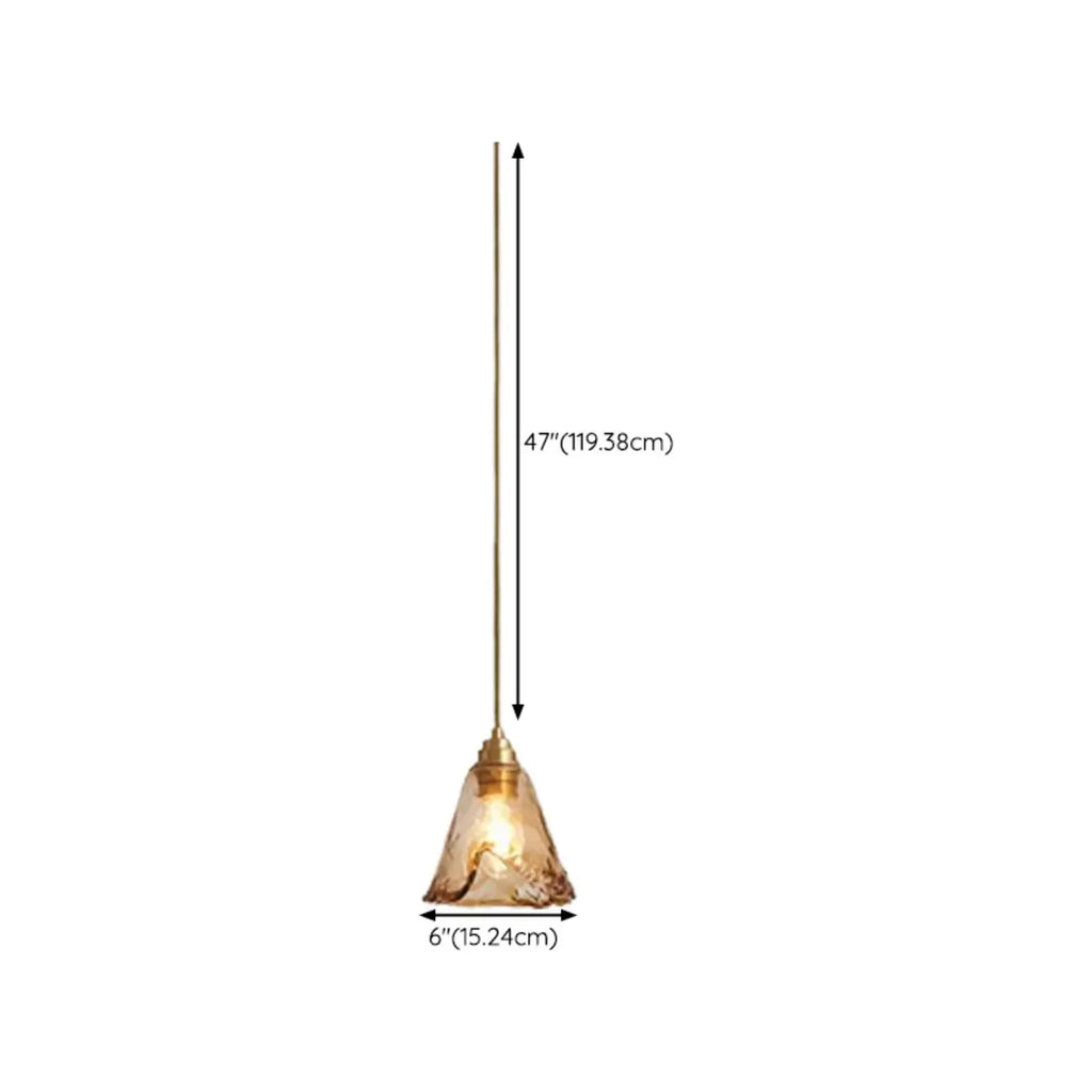 Suspension moderne en verre ambré à effet ondulé pour salle à manger