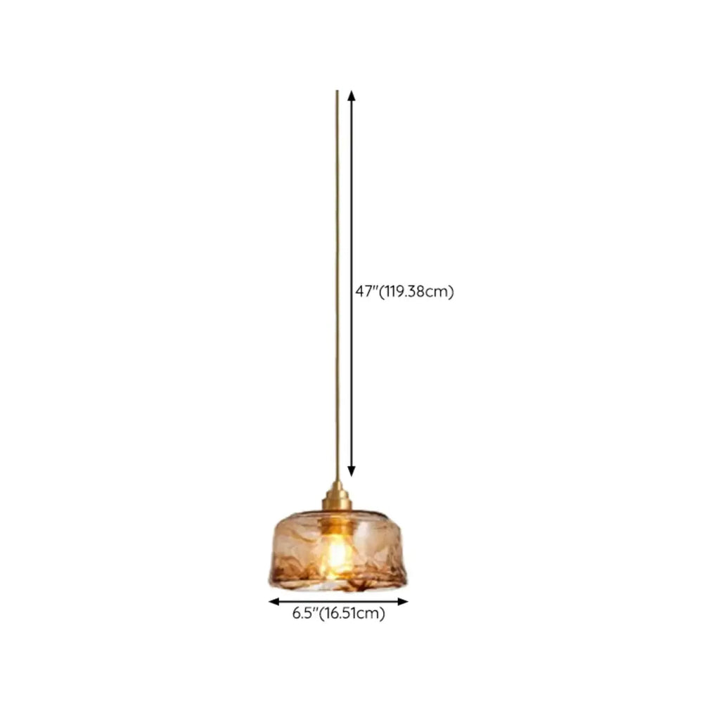 Suspension moderne en verre ambré à effet ondulé pour salle à manger