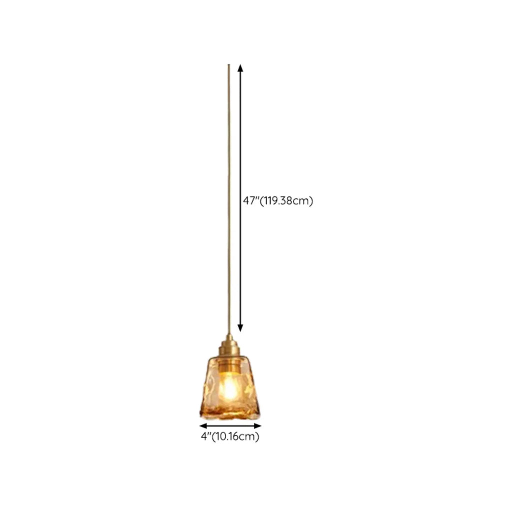 Suspension moderne en verre ambré à effet ondulé pour salle à manger