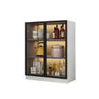 Vitrine moderne en bois gris avec portes vitrées
