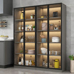 Vitrine moderne en bois gris avec portes vitrées