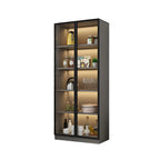 Vitrine moderne en bois gris avec portes vitrées