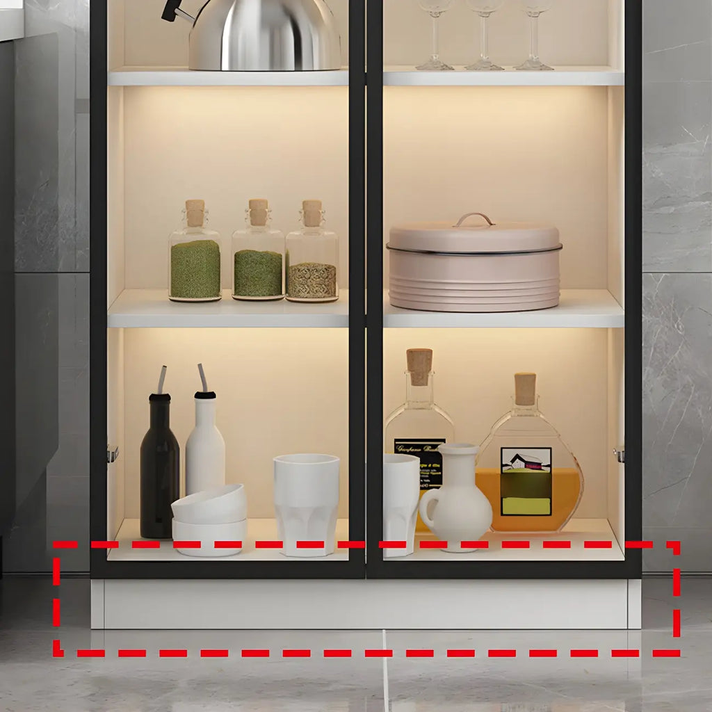 Vitrine moderne en bois gris avec portes vitrées