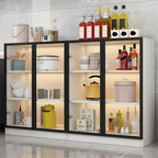 Vitrine moderne en bois gris avec portes vitrées