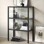 Vitrine moderne en verre noir avec cadre en métal