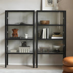 Vitrine moderne en verre noir avec cadre en métal