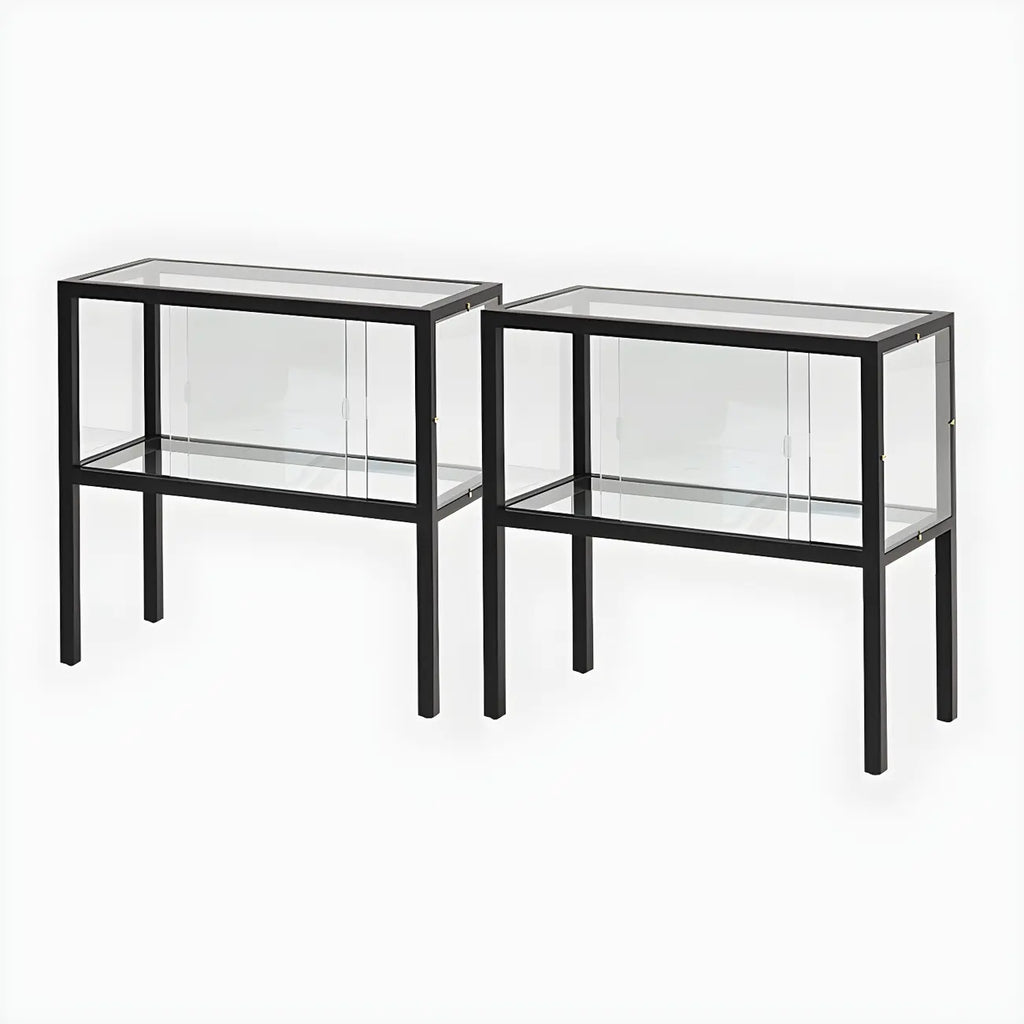 Vitrine moderne en verre noir avec cadre en métal