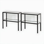 Vitrine moderne en verre noir avec cadre en métal