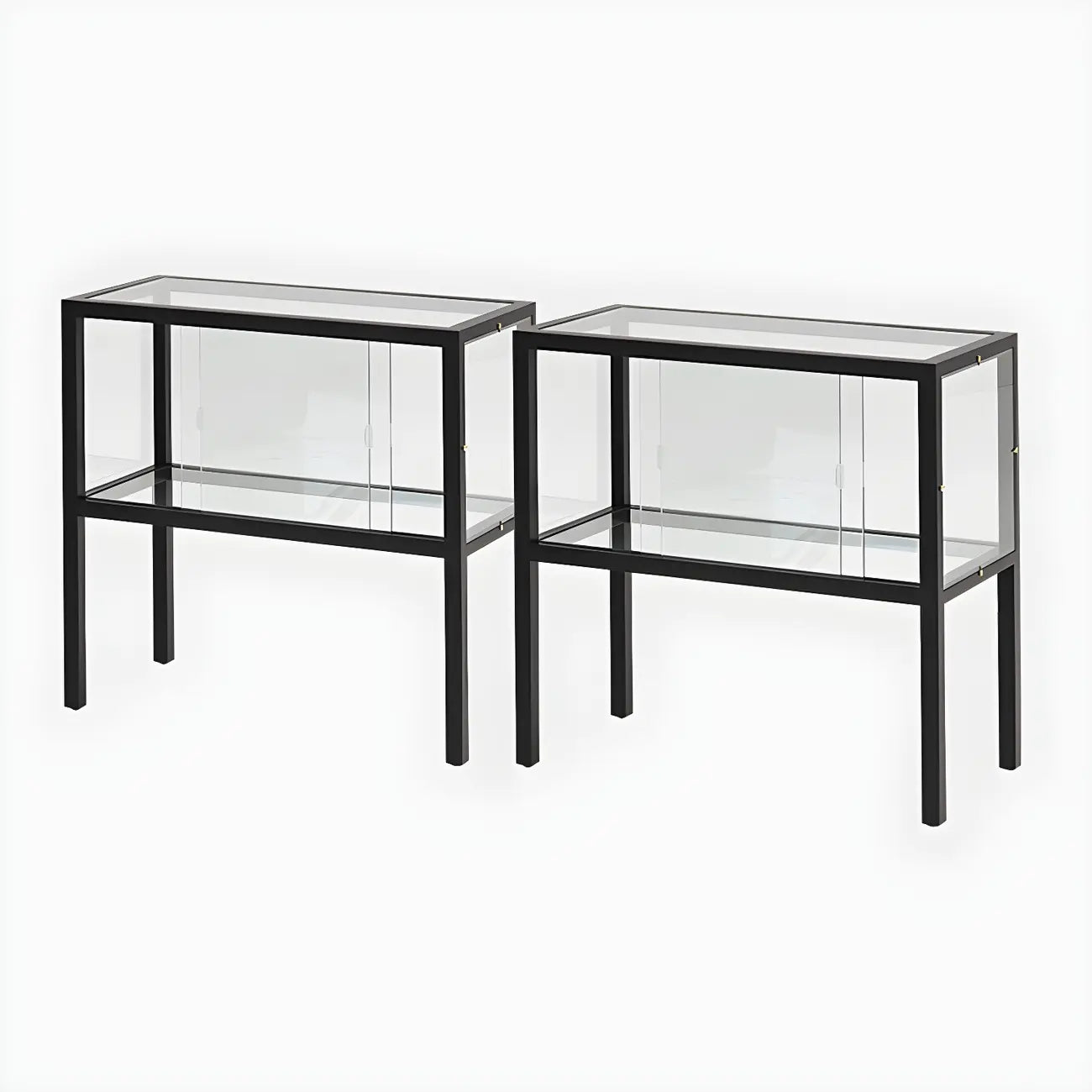 Vitrine moderne en verre noir avec cadre en métal
