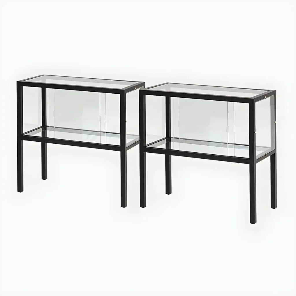Vitrine moderne en verre noir avec cadre en métal