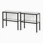 Vitrine moderne en verre noir avec cadre en métal