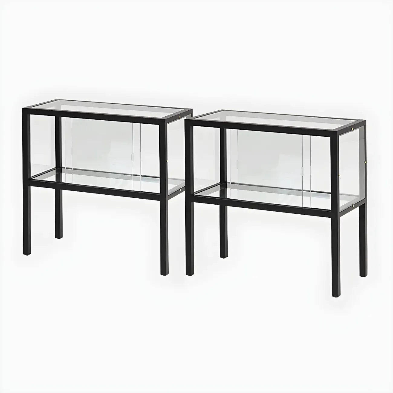 Vitrine moderne en verre noir avec cadre en métal