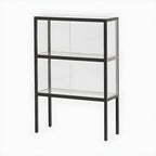 Vitrine moderne en verre noir avec cadre en métal