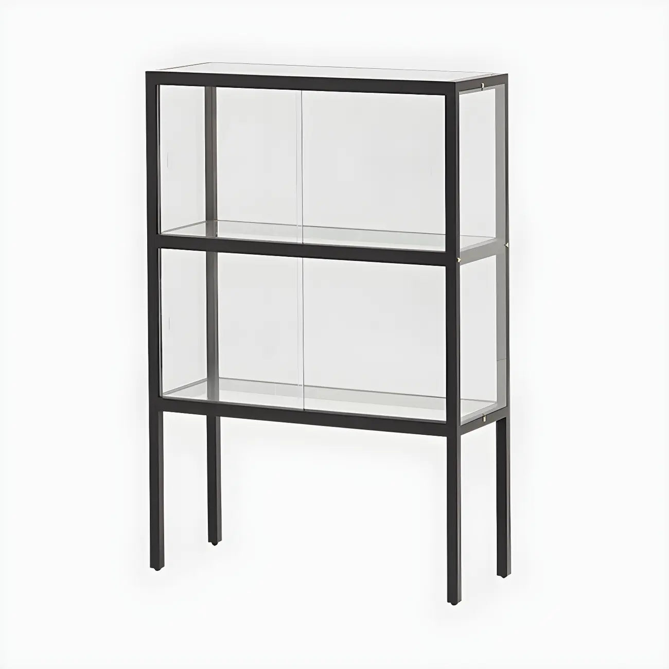 Vitrine moderne en verre noir avec cadre en métal