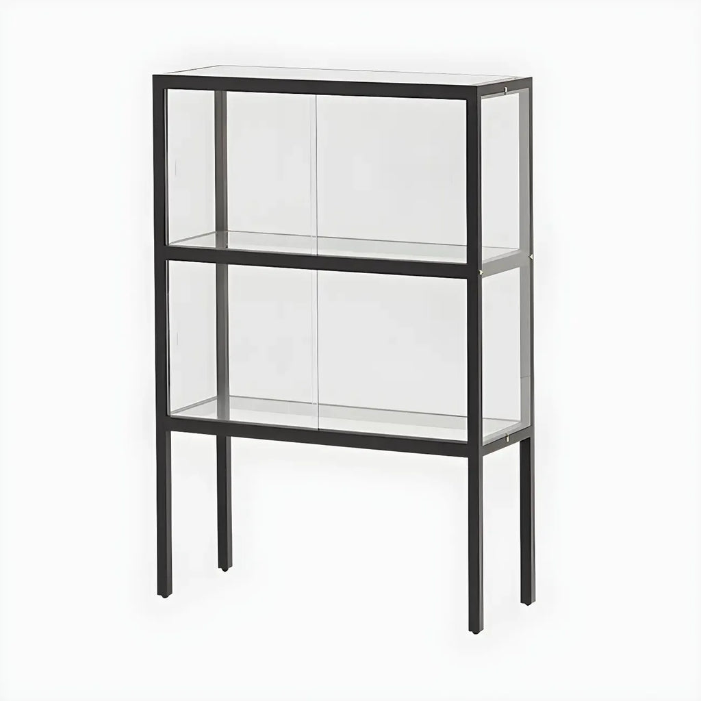 Vitrine moderne en verre noir avec cadre en métal