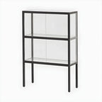 Vitrine moderne en verre noir avec cadre en métal