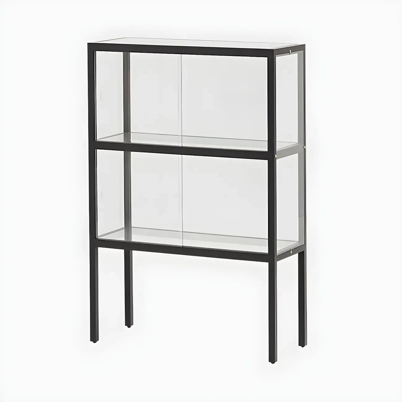 Vitrine moderne en verre noir avec cadre en métal