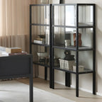 Vitrine moderne en verre noir avec cadre en métal