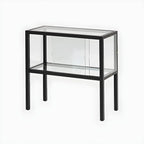 Vitrine moderne en verre noir avec cadre en métal
