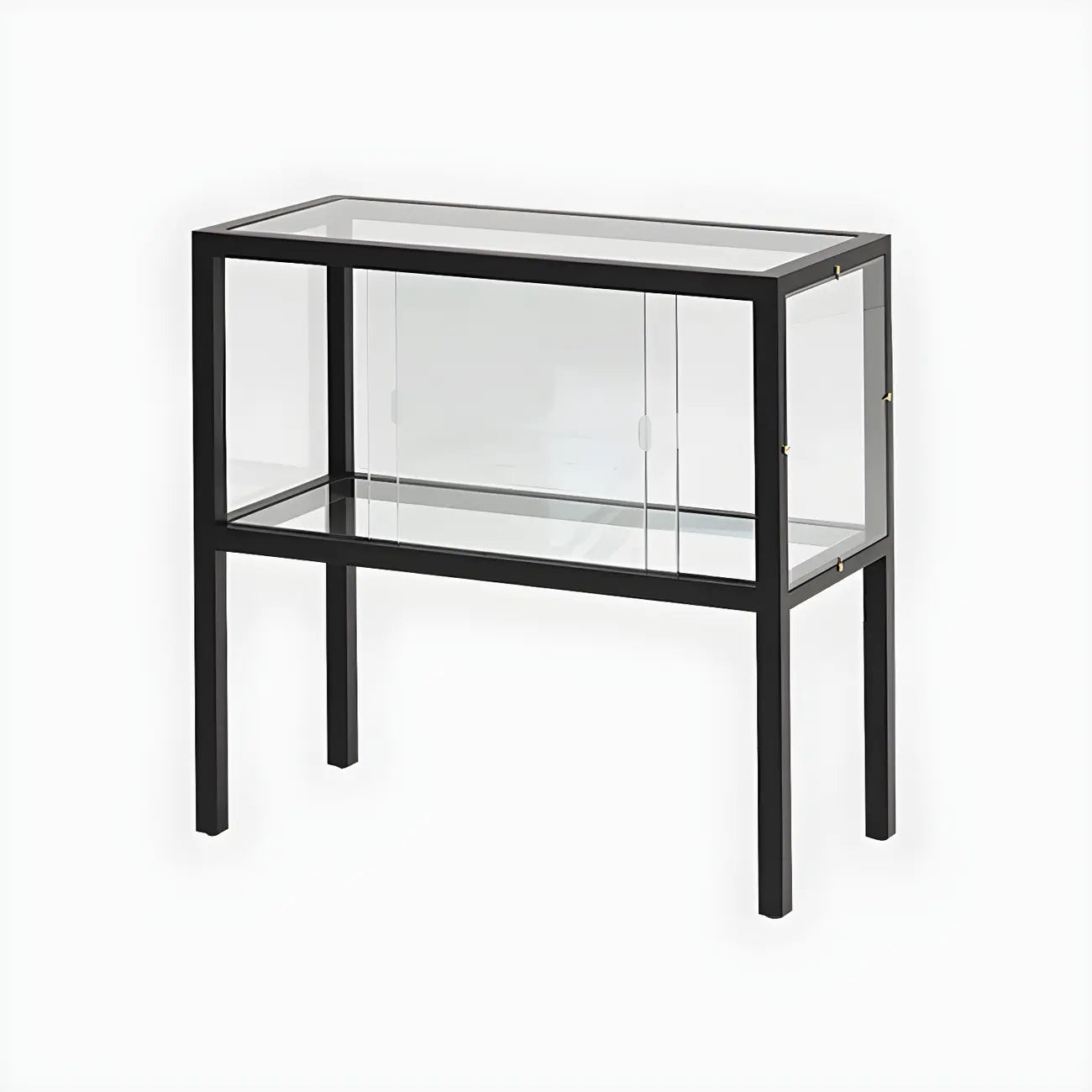 Vitrine moderne en verre noir avec cadre en métal