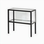Vitrine moderne en verre noir avec cadre en métal