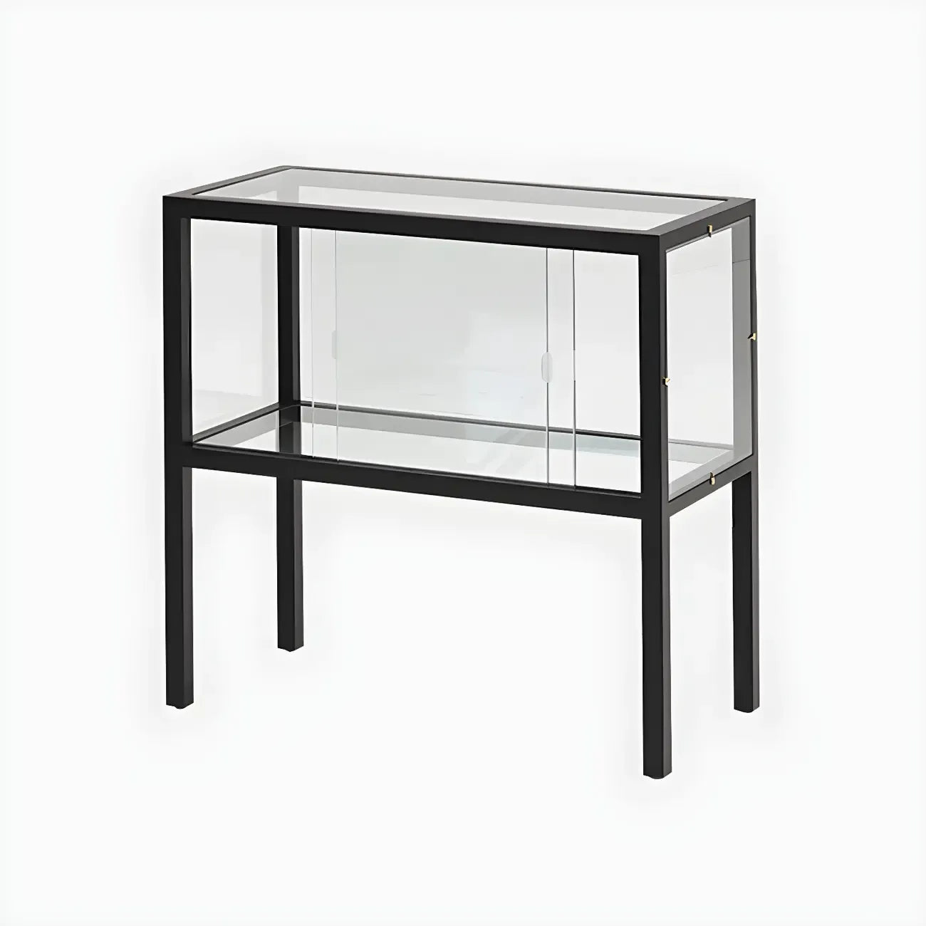 Vitrine moderne en verre noir avec cadre en métal