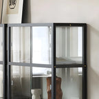 Vitrine moderne en verre noir avec cadre en métal