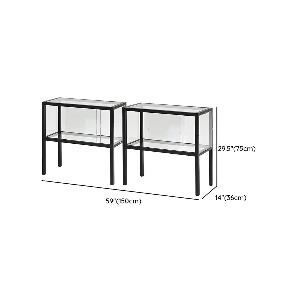 Vitrine moderne en verre noir avec cadre en métal