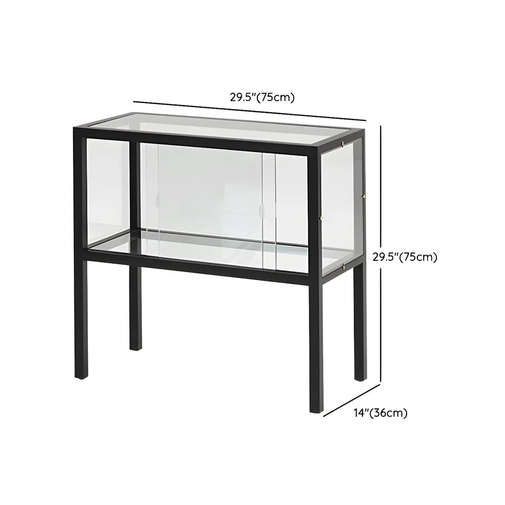 Vitrine moderne en verre noir avec cadre en métal