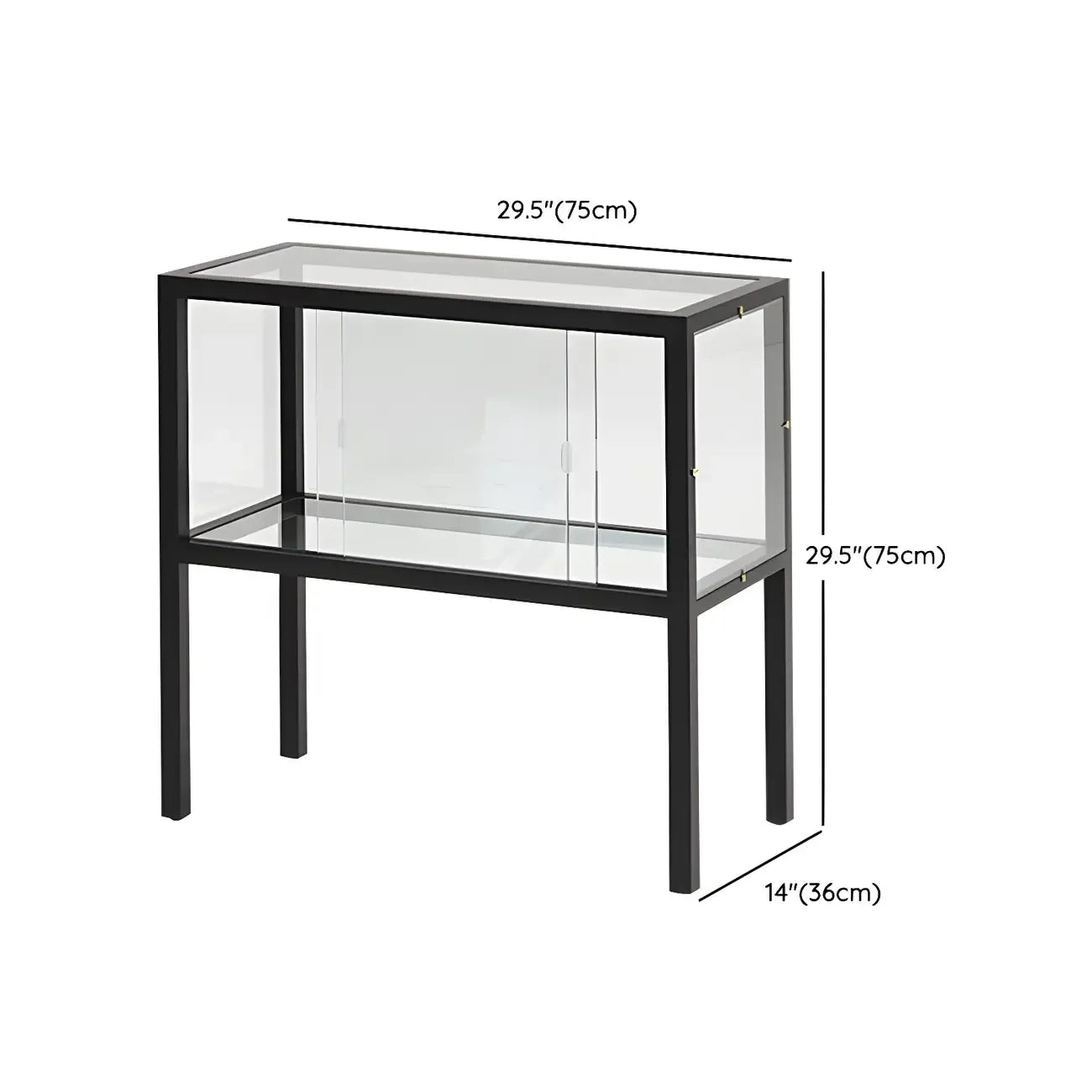 Vitrine moderne en verre noir avec cadre en métal
