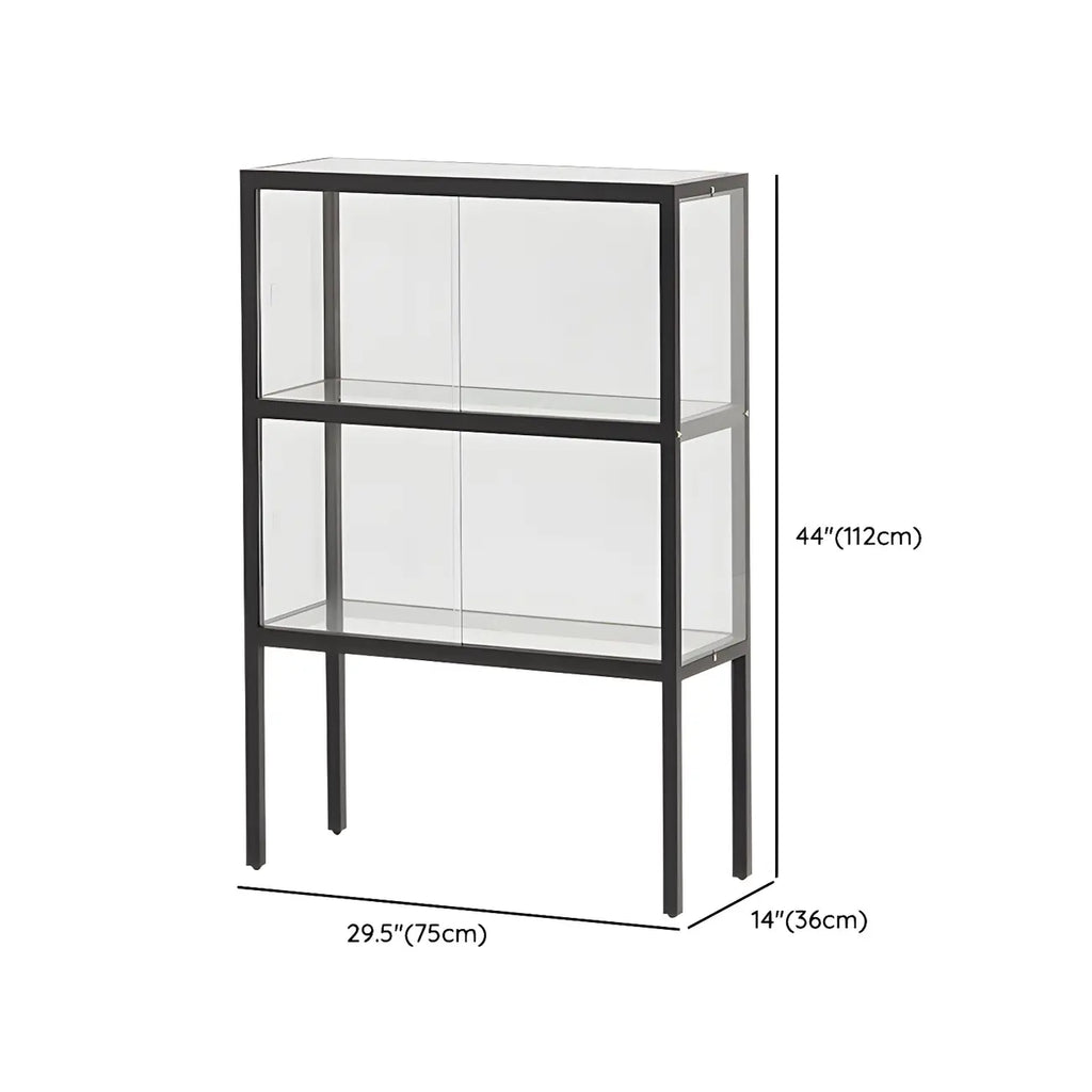 Vitrine moderne en verre noir avec cadre en métal