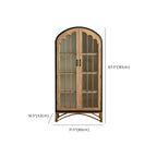 Vitrine moderne cintrée en bois clair et porte vitrée