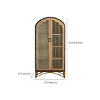 Vitrine moderne cintrée en bois clair et porte vitrée