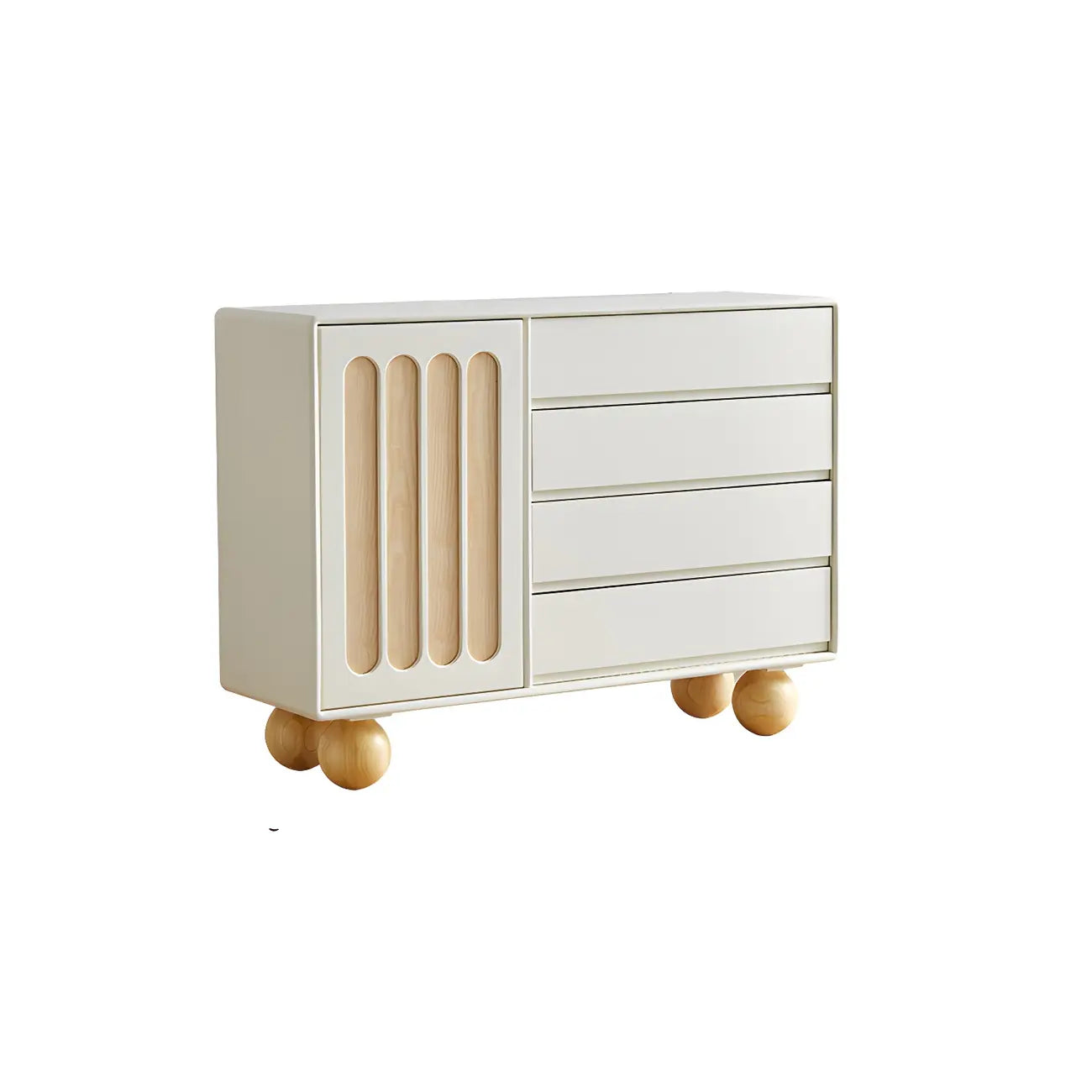 Vitrine de rangement ouverte moderne en bois blanc avec arc, style moderne