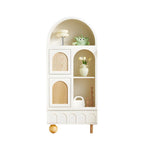 Vitrine de rangement ouverte moderne en bois blanc avec arc, style moderne