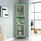 Vitrine d'angle à étagères réglables en bois vert